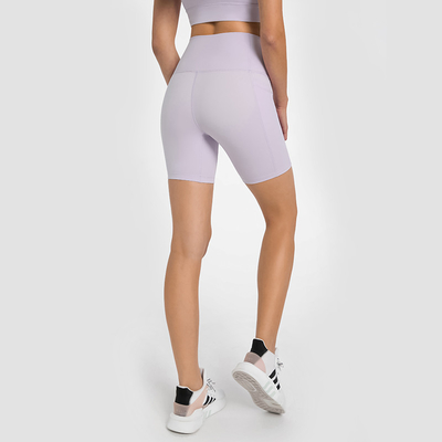 Nylon Running Women's High Waisted Yoga Shorts With Side Pockets Sports Shorts