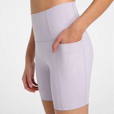 Nylon Running Women's High Waisted Yoga Shorts With Side Pockets Sports Shorts