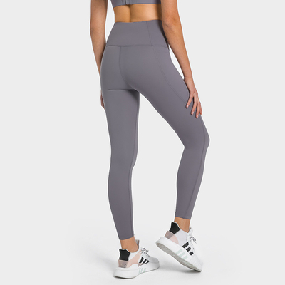 Athletic Ladies Pocket Yoga Pants High Waist Running Tights Breathable Elastic