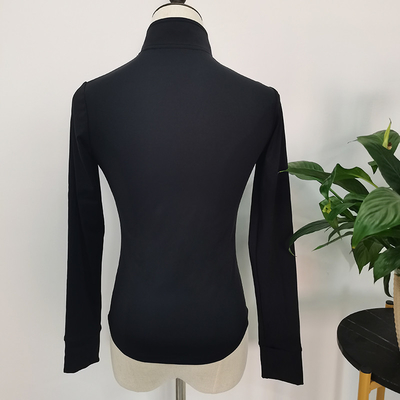 Sweat Wicking Horse Riding Tops Long Riding Base Layer Black Female Zipper Shirts