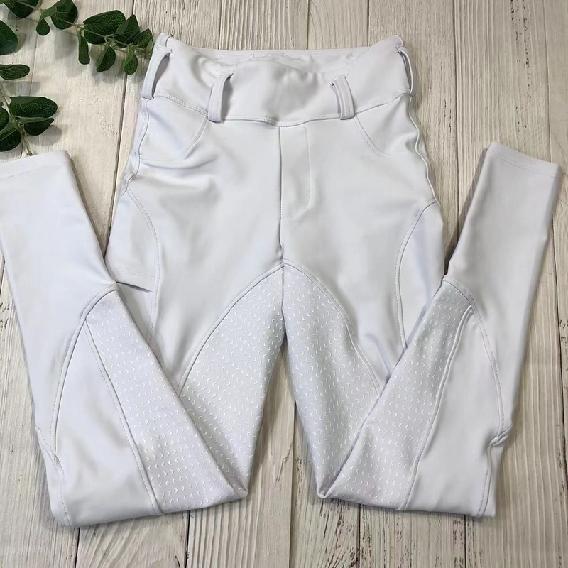 XL White Horse Riding Pants For Children Equestrian Competition Breeches