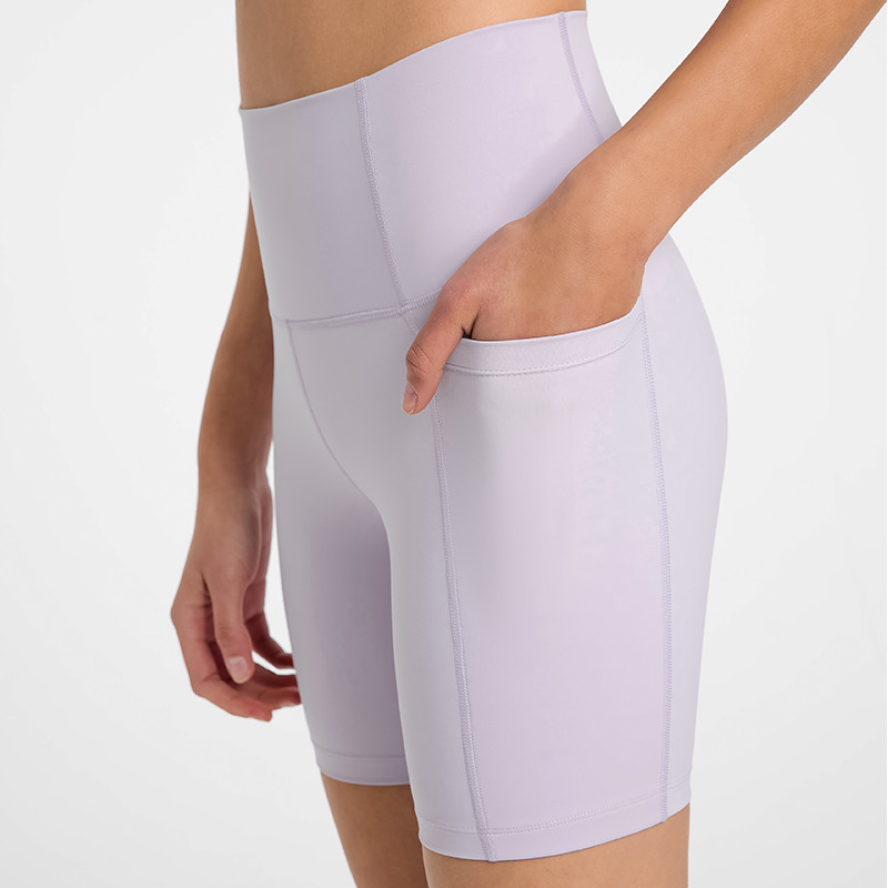 Nylon Running Women's High Waisted Yoga Shorts With Side Pockets Sports Shorts